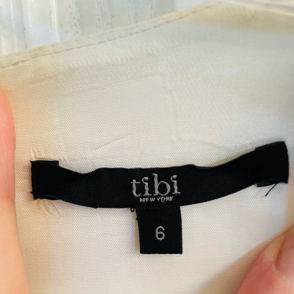 Tibi Black Pink White Abstract Color Block Silk Linen Dress Colorful Career Wear - Picture 7 of 11